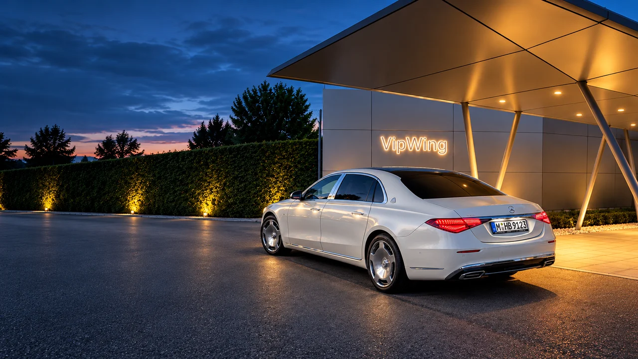 KOMPASS TAXI München Premium Flotte: Mercedes S-Klasse, BMW 7er und Audi A8 vor dem Olympiaturm
